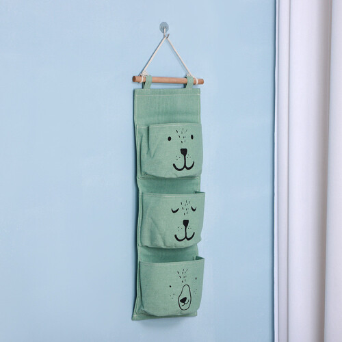 (Green) Mount Wall Dormitory Storage Pouch With Emoji Print Organization For Design
