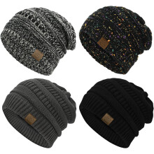 Damen Strickmütze Beanie Warmer Set 4 Stück Einheitsgröße — winterkopfbedeckung damen, strickmützen set
