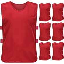 Kamizelka Treningowa Piłkarska Komplet 6 Sztuk Czerwona 115-145 cm