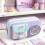 (Purple) Friendly Oxford Student Fabric Pencil Case Creative Spacious Design Compartments 1