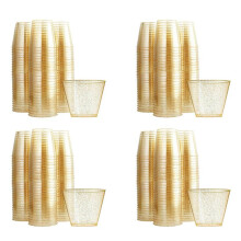 48X Goldener Plastik Becher Einweg Wasser Becher Goldenes Pulver 90OZ Saft Becher Dessert Becher Mousse Becher Hochzeit Geschirr Dekoration