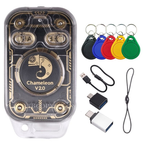 2X Chameleon V2.0 RFID  Chip Reader Emulator+10xUID Keychain NFC Duplicator 125K 13.56Mhz Card Decode Chameleon 1