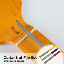 Lima de Porca de Guitarra CôNica de 3 PeçAs Conjunto de Arquivo de Ranhura de Porca Lima de Fio de Borda Dupla Ferramenta de Fio de Arquivo de Porca