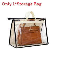 (Beige Black, S) Organizing Pvc Multipurpose Bag With Clear Window For Travel Indoor Storage And