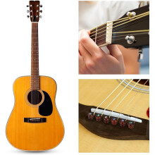 Rosewood Acoustic Guitar Bridge Pins and Bone Bridge Saddle and Nut Set, Replacement Parts for 6 String Acoustic Guitar