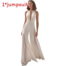 (White, XXL) Jumpsuit Womens Elegant With Deep V Neck And Spliced Design For Wear Casual Summer