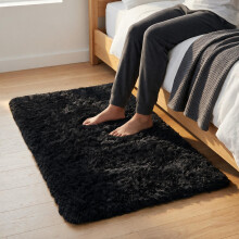 (BLACK, 60X110 CM) Extra Large Rugs Fluffy Shaggy Living Room Rug