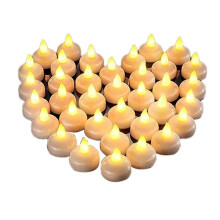 48 Flameless Water Candles, Floating Water Electronic Candles, Wedding Party Pool Dinner Candles (Yellow Light)