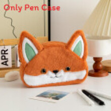 (Brown) Fox Cute Cartoon Storage Pouch With Plush Material For School Home Use Office
