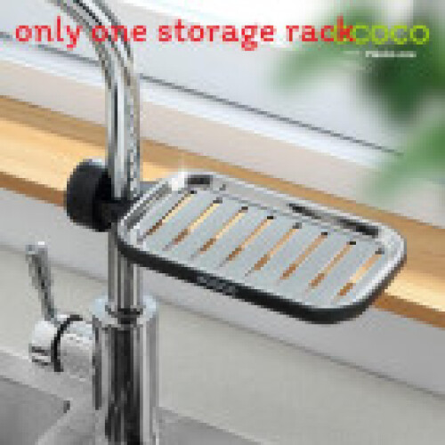 (Black Short)Durable Stainless Steel Sink Shelf With Multipurpose Holders For Kitchen Storage