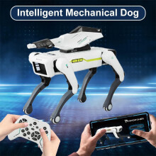 (Black White) Tragbarer ferngesteuerter intelligenter bionischer Roboterhund, vierbeiniger intelligenter mechanischer RC-Roboterhund,