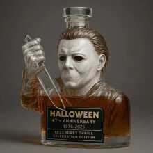 (T3) MichaelMyers Whisky-Flasche zum 47. Jahrestag, 1978–2025, Whiskey-Dekanter, Horrorfilm, periphere Likör-Alkohol-Aufbewahrung, B