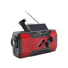(Red) Notfall-Handkurbel-Solar-Wetterradio, wiederaufladbar, tragbar, FM AM WB-Radio, Powerbank, Taschenlampe, SOS-Alarm für das