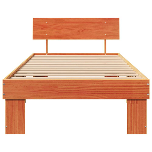 VidaXL vidaXL Bed Frame with Headboard Wax Brown 90 x 190 cm Solid Pine Wood 2