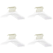 20 Pcs Clear Clothes Hangers with Gold Hook, Transparent Shirts Dress Coat Hanger with Notches for Lady Kids Small
