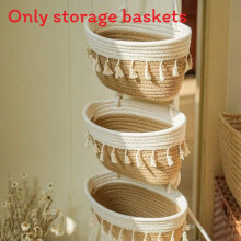 (Tassel,23x11cm)Rustic Wall Hanging Storage Organizer With Three Layers For Dorms And Bedrooms