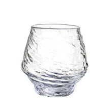 (1 x Flat Glass) 420ml Blowing Snow Whiskey Tasting Glasses Japanese Hammer Pattern Wine Drinking Cup Snowflakes Falling Hazy Air Whisky