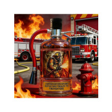 (B) Whiskey-Flasche als Hommage an die Feuerwehr, Sammler-Whisky-Dekanter mit Feuerwehrmann-Motiv und Feuerwehrschlauch-Design, einzigartiges Geschenk
