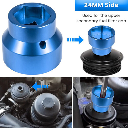 Fuel Filter/Oil Filter Socket 24mm / 36mm Remover and Installer Assistant for  6.0L 6.4L 2003-2010 () 1