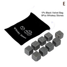 (E) Whisky-Steine-Set für Männer – 8 Stück Granit-Eiswürfel mit 2 Stück Whisky-Gläsern in Holzbox, Geschenk zum Vatertag f