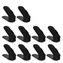 10PCS Double Layer Space Saving Shoe Rack Storage Holder, Non-Slip Shoes Organiser Storage Idea,Black