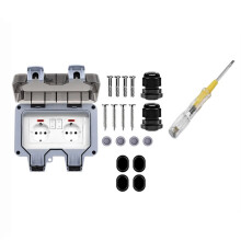 Outdoor Socket Waterproof Socket with Indicator Light, Wall Socket Wet Room Surface-Mounted Protective Contact