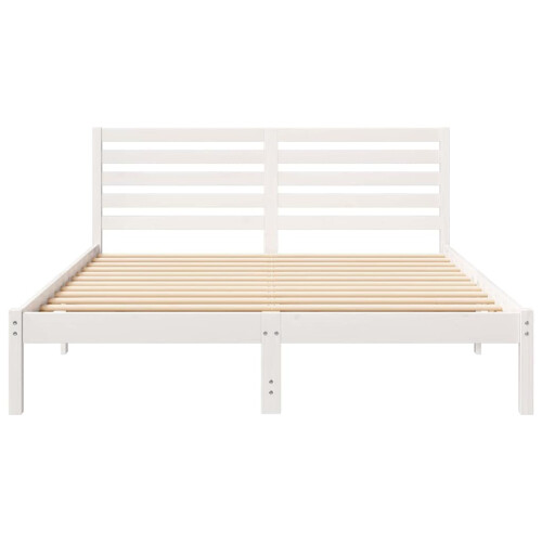 VidaXL vidaXL Bed Frame with Headboard White 150 x 200 cm Solid Pine Wood 1