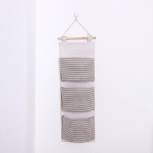 (Gray)Vintage Cotton Linen Hanging Storage Bag For Bedroom Wall And Balcony Organizer