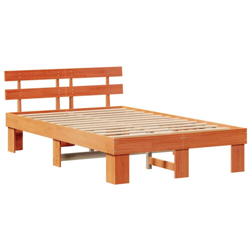 VidaXL vidaXL Bed Frame with Headboard Wax Brown 120 x 200 cm Solid Pine Wood 1