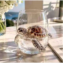 (Style 23) 3D-Ozean-Tier-förmige Glastasse, handwerklich, blau beringter Oktopus, Whisky-Tasse, handgefertigt, Bar-Weinglas für Heimdekoration, Oce