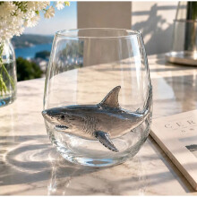 (Style 24) 3D-Ozean-Tier-förmige Glastasse, handwerklich, blau beringter Oktopus, Whisky-Tasse, handgefertigt, Bar-Weinglas für Heimdekoration, Oce