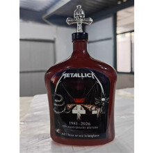 (1PC) 1 Stück Metallica 45th Anniversary Limited Edition Whisky-Dekanter – Rockband-Sammelglasflasche mit Totenkopf-Kreuz-Dekanter