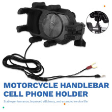 Motorcycle Handlebar Cell Phone Holder Waterproof Mobile Mirrors Support Wireless Navigation Mount Charger Bike Bracket