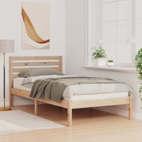 VidaXL vidaXL Bed Frame with Headboard Brown 80 x 200 cm Solid Pine Wood 1
