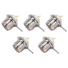 5X UHF Female SO239 Jack Bulkhead Solder Panel Mount RF Straight Connector,Silver