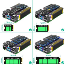 3-In-1-Kombi-M.2-NVMe-Zu-PCIe-Adapter mit Kühlerlüfter und Automatischer Verfärbungs-LED für Raspberry Pi 5