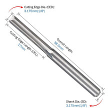 40 Pezzi 2 Flauto Punte del Router di Cnc 3.175 mm Dritto Fresa nel Acciaio al Tungsteno Fresa per Legno Plastica