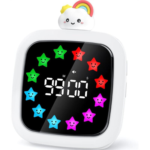 Digital Visual Timer for Kids, Rechargeable 99-Minute Silent Countdown Timer, 9 Optional DIY Color Star Display