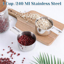 4Pcs 1 Cup 304 Stainless Steel Measuring Cup,8oz Measuring Cups with Handle Measurings Spoons Heavy Duty Kitchen Cooking