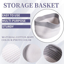 Cotton Rope Storage Baskets Bin Storage Square Organizer Foldable Decorative Woven Basket with Handles, D