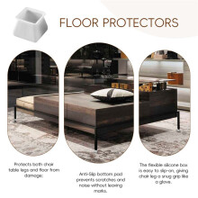16 Chaise SéRie Piece Leg Cap Silicone Protecteur de Plancher Carré Meubles Table Leg Couverture AntidéRapante-Gris