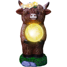 Figurine de Vache Highland Décorative Solaire LED Lumineuse Marron — statue jardin exterieur, eclairage solaire terrasse