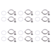 12Pcs Tri-Clamp Steel Single Pin Heavy Duty Tri Clamp with Wing Nut for Ferrule TC with Silicone Gasket 2 Inch