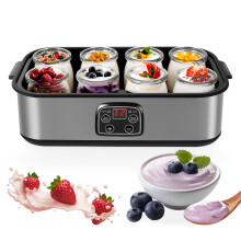 1400ml Electric Yogurt Maker, 8 x 180ml Glass Pots, LED Display, Adjustable Temp Control & Fermentation Timer for Homemade Yogurt, Natto & Desserts