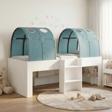 vidaXL Bed with Tunnel 4 pcs White and Light Blue Engineered Wood