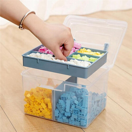 Clear  Stackable Storage Box with Storage Tray Plastic Multipurpose Storage Container Portable Travel Case, 2