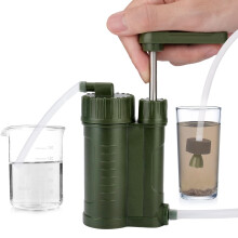 Portable Water Filter, Hand Pump Outdoor Water Purifier with 0.01 Micron Hollow Fiber Filter, Carbon Filtration for Hiking, Camping, Emergency Use
