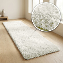 (CREAM, 60X220 CM RUNNER RUG) Extra Large Rugs Fluffy Shaggy Living Room Rug