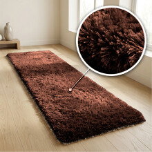 (BROWN, 60X220 CM RUNNER RUG) Extra Large Rugs Fluffy Shaggy Living Room Rug