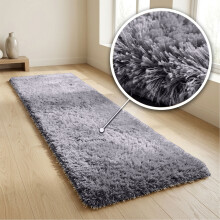 (LIGHT GREY, 60X220 CM RUNNER RUG) Extra Large Rugs Fluffy Shaggy Living Room Rug